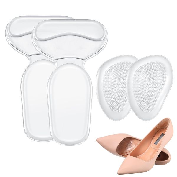 4 Pieces Heel Grips High Heel Cushion Silicone Shoe Pads for Women Gel Shoe Inserts Liners Pads for Too Big Shoes Foot Insoles for Women to Prevent High Heels Slip