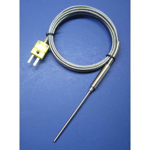 3" K-Type Thermocouple Sensor with 3 inch High Temperature Stainless Steel Insertion Probe, 932 F or 500 C, with Stainless Steel Braided Cable HT-02