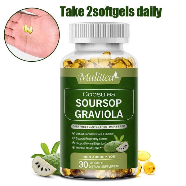 120 Capsules Organic Soursop Graviola leaf extract Support immune Health 1000mg