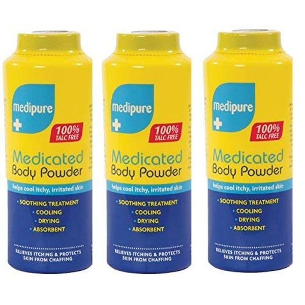 3 x MEDIPURE Medicated Body Powder 100% TALC FREE 200g (600g)