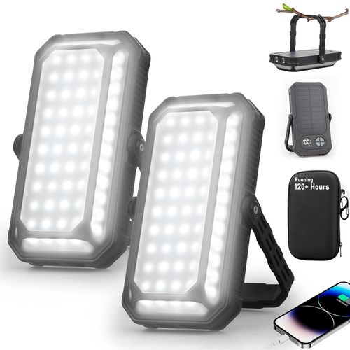 LED Camping Lantern Rechargeable, 10000mAh Portable Camping Lights up to 120+ Hours, 12 Light Modes, Dimmable, LCD Digital Display, Waterproof, Camping Essentials for Power Outages, 2 Packs