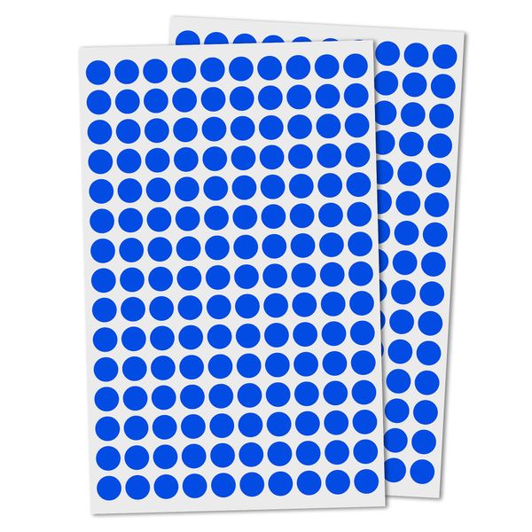 15,000 Pack - 10mm Round Coloured Dot Stickers Labels, Blue