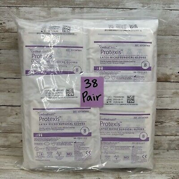 Protexis Latex Micro Surgical Gloves Sterile *38 Pair* Size: 8 *Exp: 04/26*