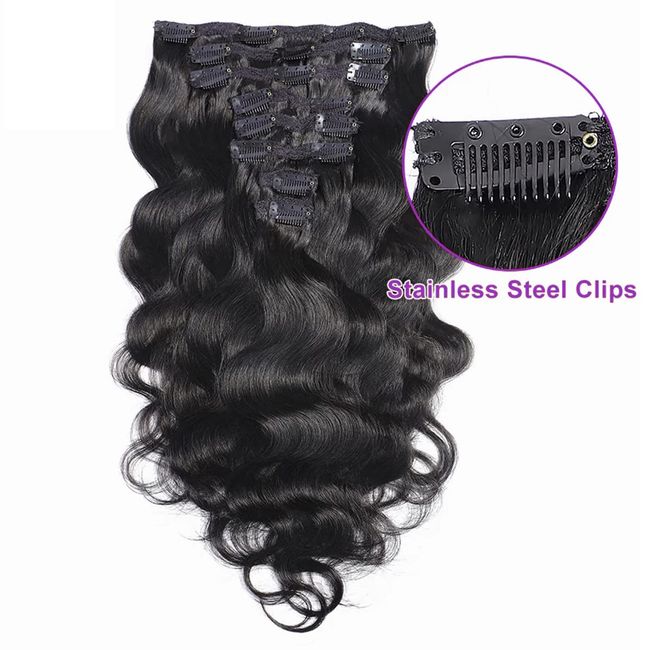 Kbeth Body Wave Human Hair Extensions Clip Ins for Black Woman