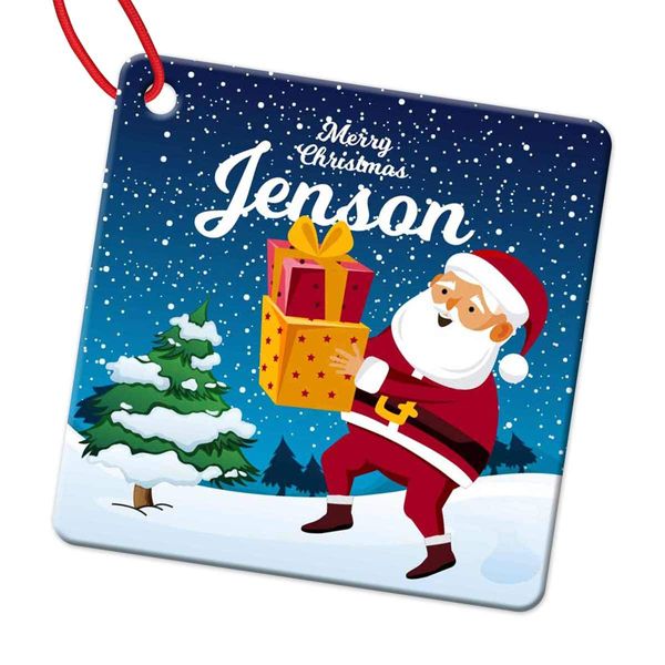 Personalised Any Name Square Christmas Bauble Tree Decoration Gift Present 164