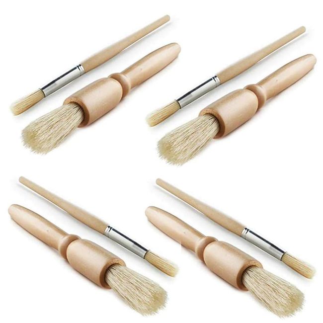 Set of 8 Coffee Grinder Clean Brush 2 Styles Wood Handle Bristle Cleaning Brush Exclusive Accessories for Espresso Mill Brush