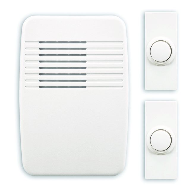 Heath Zenith SL-6167-C Heathco Sl-7367-02 Plug-in Wireless Doorbell Kit, 3 Tones, Plastic, 5-1/8 in H X 3-1/2 in W X 1-3/8 in D, White