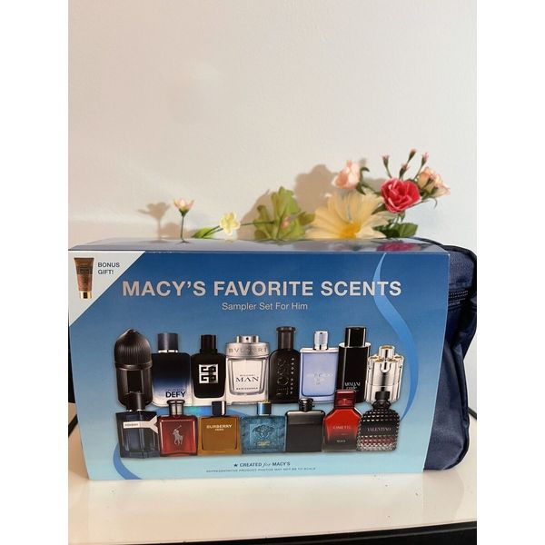 MACY’S FAVORITE SCENTS  15 SAMPLER SET FOR HIM PLUS BONUS GIFT LOVERY HAND CREAM