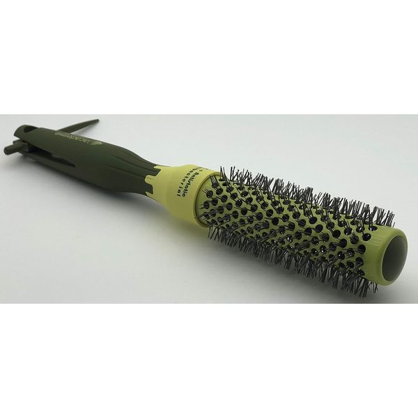Round Hair Brush with Retractable Sectioning Pick (Small 25mm, Dark Green)
