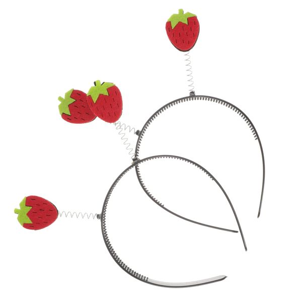 2pcs Strawberry Headband Party Hair Accessory Hair Styling Headband Strawberry Costume Cintillos Para Makeup Headband Prom Props Strawberry Headpiece Fruits Headpiece