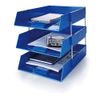 5 Star Blue A4 Plastic Letter File Trays, Including Risers. (2 Trays/1 Riser Set)