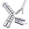 Moon Boat 2PCS Butterfly Knife Trainning Practice Comb Unsharpened Blade Black Silver