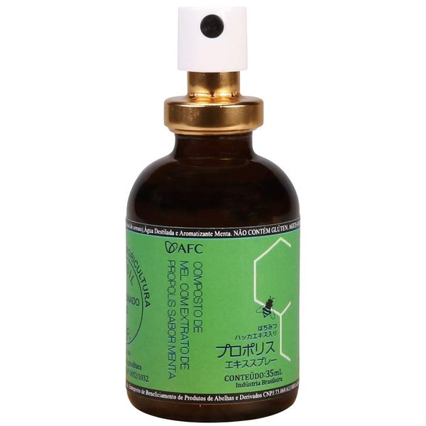 AFC Japan Brazilian Green Propolis Extract with Honey Spray, 25% Propolis Extract (35% Dry Extract), Rich in Flavonoids (>3mg/mL), for Sore Throats & Immune Support