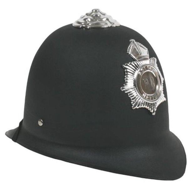 HENBRANDT Children’s Police Helmet Hard Black and Silver British Police Hat Bobby Helmet Policeman Uniform Dress Up Imaginative Play One Size Halloween Fancy Dress Costume Accessory for Kids