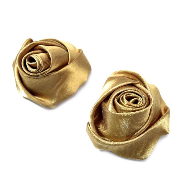 Clan SC-100 Flower Corsage, 6 Colors Available, Flower Shoe Clips Made of Shiny Satin Material! 1 Pair (1 Pair) Shoe Accessories, After-parties, Graduations, Exams, Weddings, gold