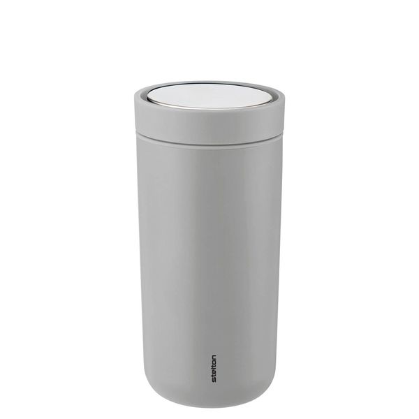 Stelton To-Go Click - Thermobecher, doppelwandige Isolierflasche - Rostfreier, auslaufsicherer Kaffeebecher/Teebecher mit Smart-Click-Deckel - Heiße & kalte Getränke - 0,4 Liter, Soft Light Grey