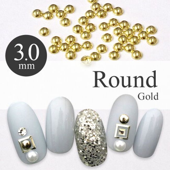 LIFEBEAUTY Life Beauty Nail Parts Metal Studs 3.0mm Gold 50P [Nekopos compatible] Nail supplies specialty store Nail parts