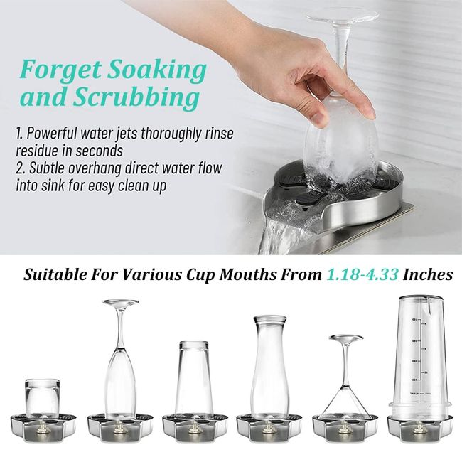 Automatic Glass Rinser Cup Cleaner Cup Washer Multi-Angle Spray Hole Coffee Cup Washing Tools Kitchen Sink Pitcher Washer for Bar Kitchen Home