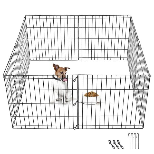 Pet Play Pen Exercise Cage 24" 8 Panels Tall Dog Playpen Large Crate Fence