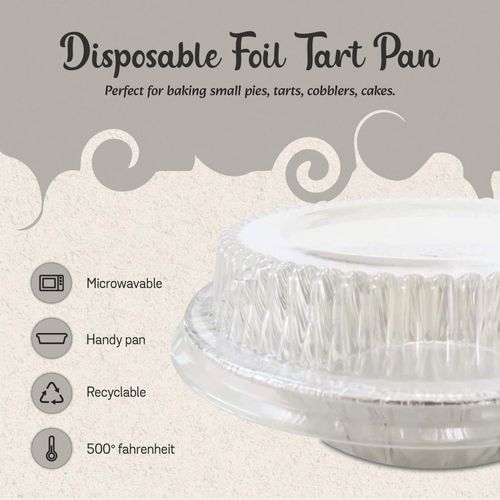 KitchenDance Mini Pie Tins with Lids - Premium 5 Inch Pie Tins - Mini Pie Pans with Lids for Baking Pies, Tarts, Cobblers, and Cakes - Essential for Professional and Home Kitchens 501P (50, Silver)