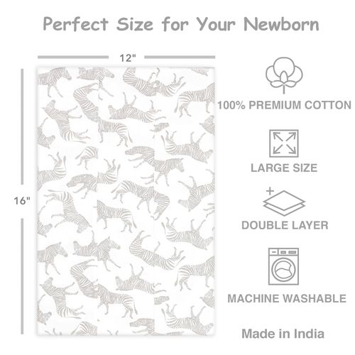 Baby Burp Cloths for Boys and Girls - 6 Pack Large 100% Cotton - Double Layered Extra Absorbent Burp Rags, Grey