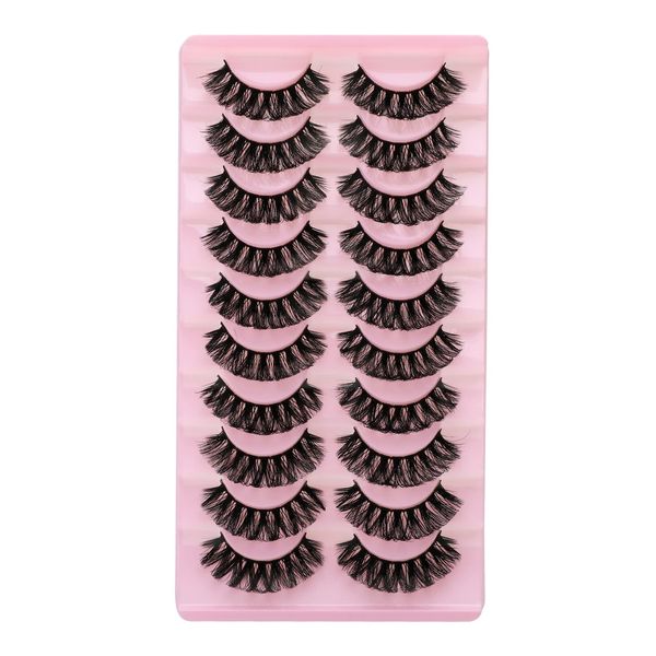 WLLHYF 10 Pairs Fake Lashes False Eyelashes Extensions 3D Russian Strip Fluffy Look Eye Curl Strips Faux Mink Volume Clusters Color Eyelash Pack Easter Party Makeup Kits (Style 02)