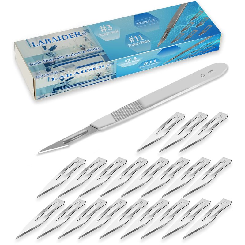 Surgical Grade Blades #11 20pcs Sterile with #3 Scalpel Knife Handle ...