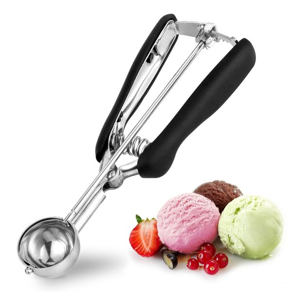 Ice Cream Scoop 1 Tbsp, TJ POP Stainless Steel Cookie Scoop 35mm with Easy Trigger Release Good Grips for Mashed Potato, Meatballs, Mellon Balls and Cookie