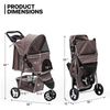 Brown Foldable Dog Stroller Pet Cage Carrier Cart w/Adjustable Canopy+Cup Holder