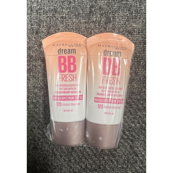 2 Maybelline Dream Fresh BB Cream, Medium Sheer Tint 120, SPF 30, 1 fl oz Each