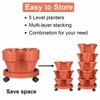 5 Tier Stackable Planters Vertical Planter Garden Tower Pots with Wheels & Tools