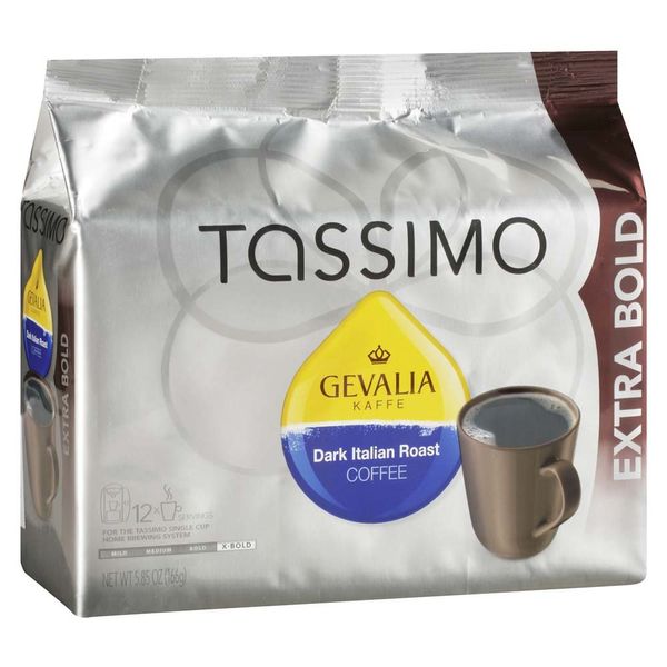 Tassimo Gevalia Dark Italian Roast Extra Bold Roast Coffee T-Discs for Tassimo Single Cup Home Brewing Systems (12 ct Pack)