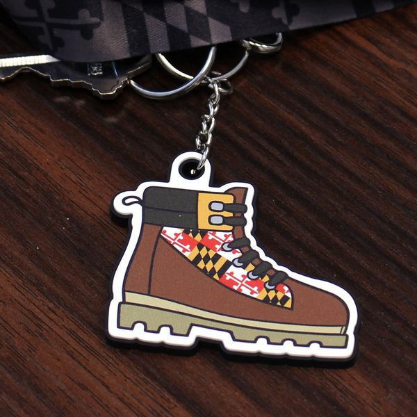 Hiking Boot w/ Maryland Flag / Key Chain - 1 / Brown