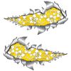 Large metal rip open, yellow hibiscus flower sticker.