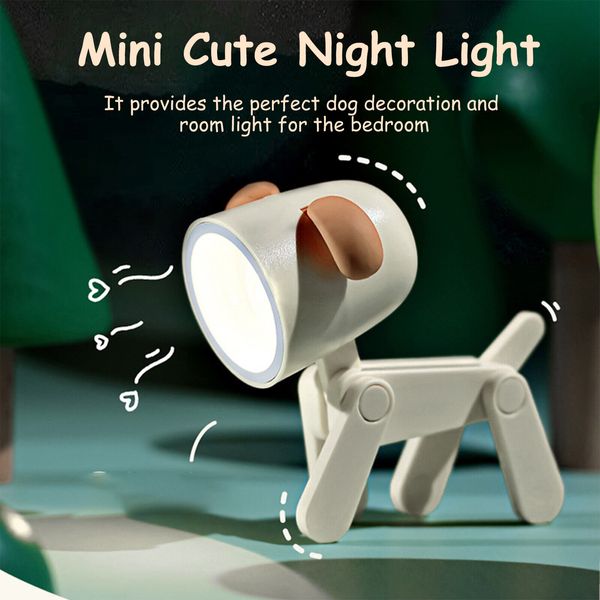 Cute Pet Night Lights Folding Dog Table Lamps Eye Protection Lamps (Beige Dog)