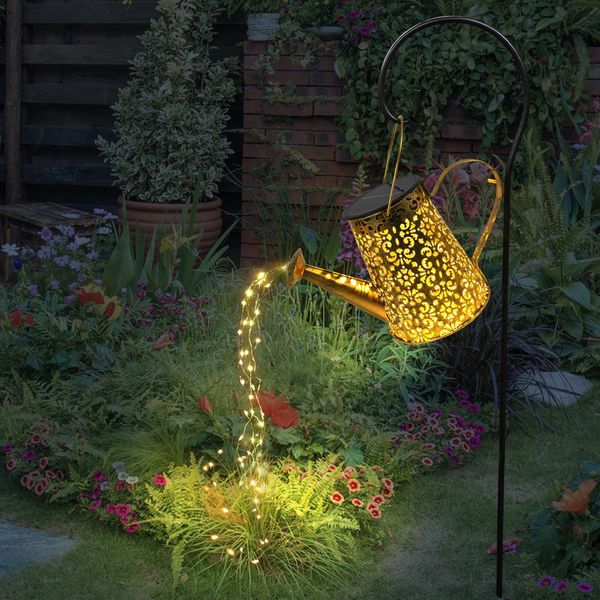 Solar Watering Can Fairy Lights Outdoor Garden Decor, Waterproof Yard Art Hanging Lanterns Patio Lawn Ornaments Front Porch Decorative Outside, Mothers Day Birthday Gifts for Mom Grandma Women