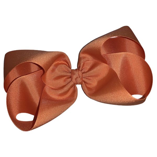 Solid Jumbo Pumpkin Pie Orange Boutique Hair Bow 6" MADE IN USA