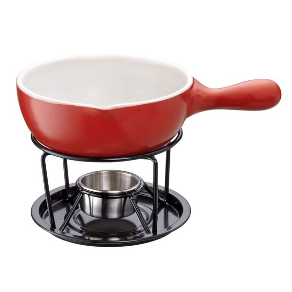 Ishigaki Sangyo Fondue Pot Set, Red, 5.9 inches (15 cm), Approx. Width 8.8 inches (22.3 cm) x Depth 6.2 inches (15.8 cm) x Height 5.0 inches (15.8 cm) x Height 5.0 inches (15.9 cm)