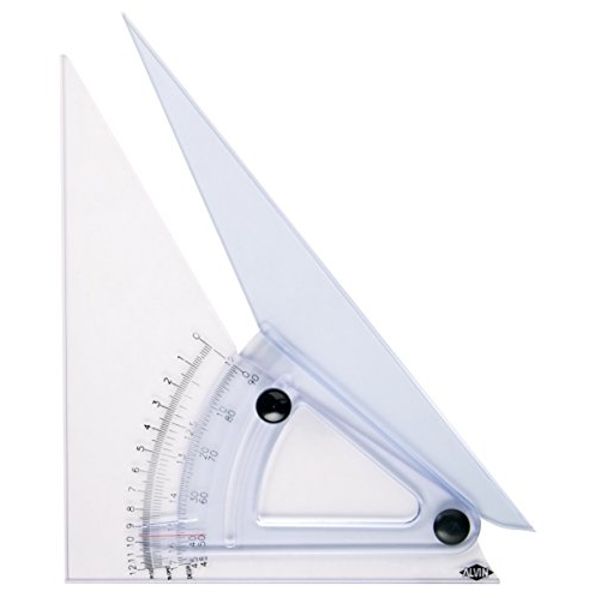 Alvin, Trig Scale Adjustable Triangle with Inking Edge, Drafting, Design, and Engineering Protractor Tool, Great for Both Students and Professionals - 12 Inches