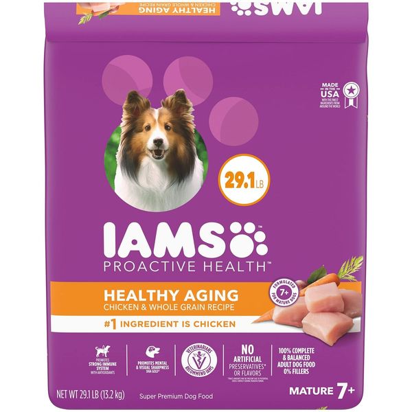 IAMS Healthy Aging Adult Dry Dog Food for Mature and Senior Dogs with Real Ch...