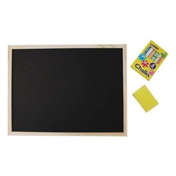 Kids Chalkboard, 22 x 30 cm, with Eraser, 6 Chalks Small