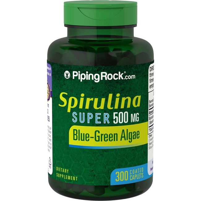 Cápsulas Espirulina orgánica de alga spirulina Pura 500mg 300 Caps Antioxidantes