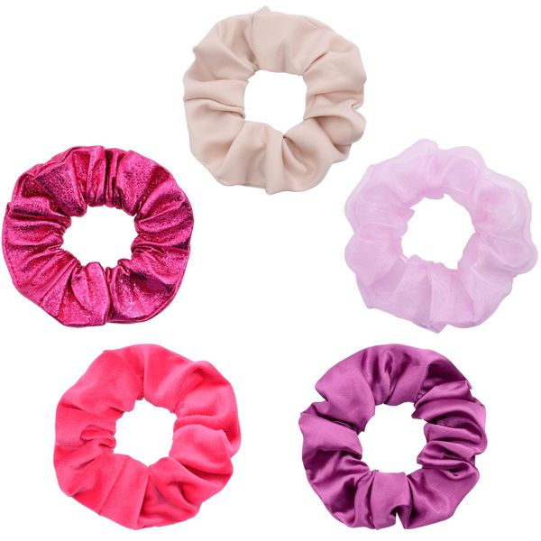 BEGOOD Scrunchies for Women's Hair Scrunchies Hair Scrunchy Elastic Hair Ties Hair Scrunchie Bobbles Hair Bands Ponytail Holder Hair Accessories 5Pcs Pink Set