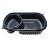 Karat 36oz PP Plastic Microwaveable Black Take Out Box, 2-compartments - 300 pcs