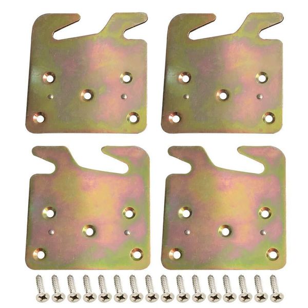 4pcs Heavy Duty Wood Bed Rail Hook Plates For Headboard And Footboard Bed Rail F