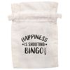 Flox Creative White Organic Medium Drawstring Pouch Happiness is Shouting Bingo
