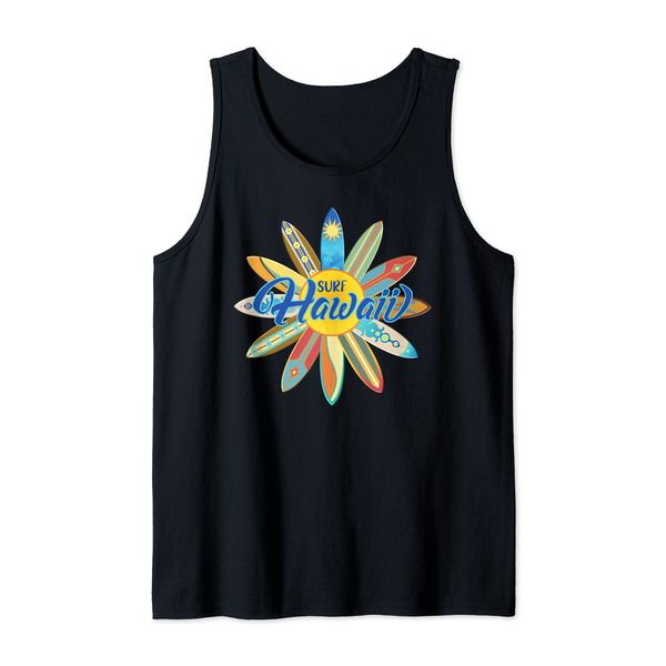 Surf Hawaii Surfing Surfboard Pattern Tank Top