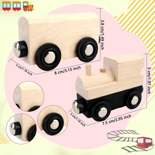 Hoarost 12 Pcs DIY Wooden Cars Unfinished Wood Crafts Trains Car Unpainted Magnetic Wooden Car for Kids Birthday Party Favors Family Time Handicraft Supplies, 2 Styles