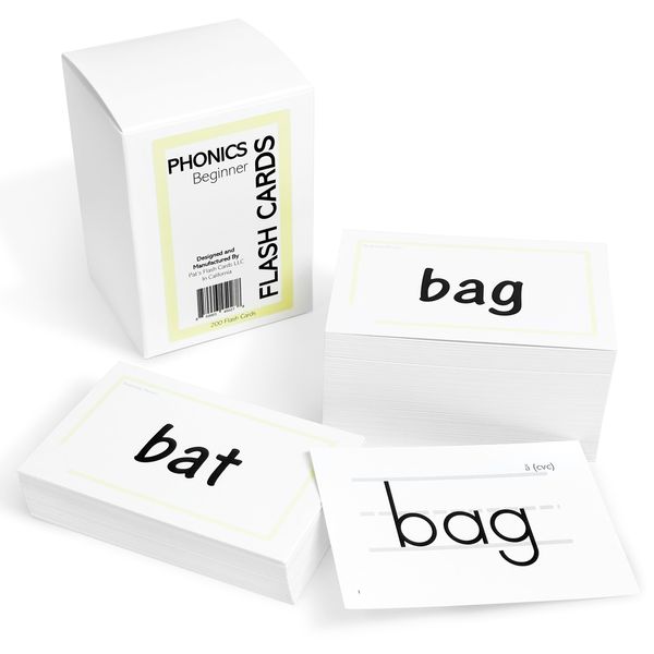 200 Beginning Phonics Flash Cards - CVC and CVCC Short Vowel Word Cards