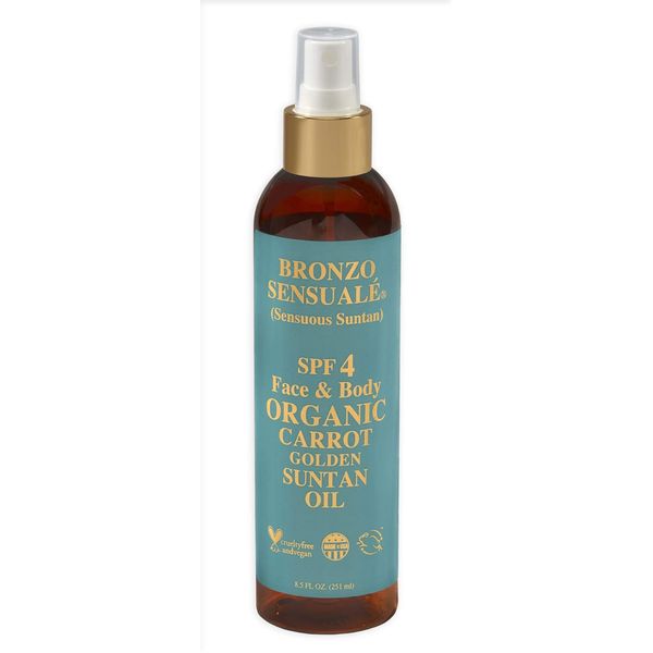 Bronzo Sensuale SPF 4 Sunscreen Protective Golden Tanning Organic Carrot Oil 8.5 Ounces